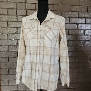 Columbia Beige Plaid Button Down Shirt